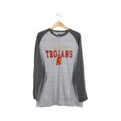 USC Trojans Men's Charcoal Tommy Trojan Head Hillstone Long Sleeve T-Shirt